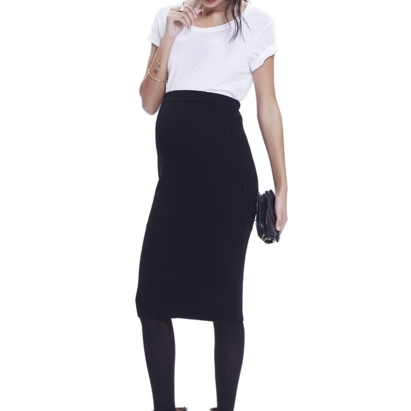 Hatch Maternity Vertical Ribbed Wool Blend Pencil Skirt Black XS